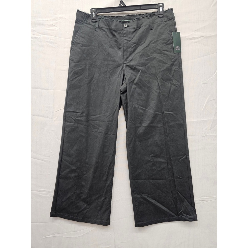 Wild Fable Womens Gray Wide Leg Frayed Waistband Pants Size L 331072714‎